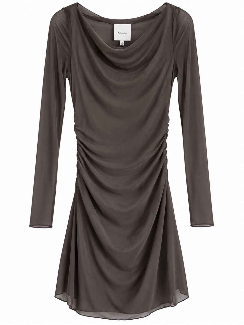 NWT Reformation Reese Knit Dress Gray Size S Ruched Long Sleeve